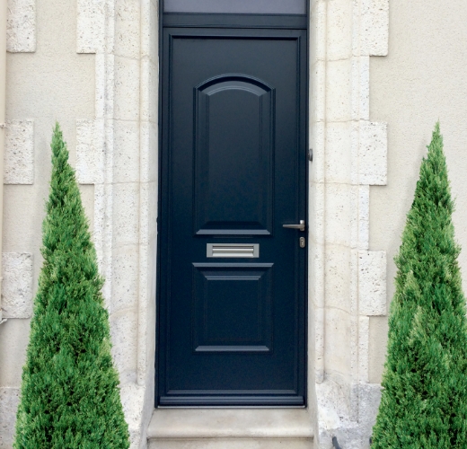 Porte entrée PVC foncée